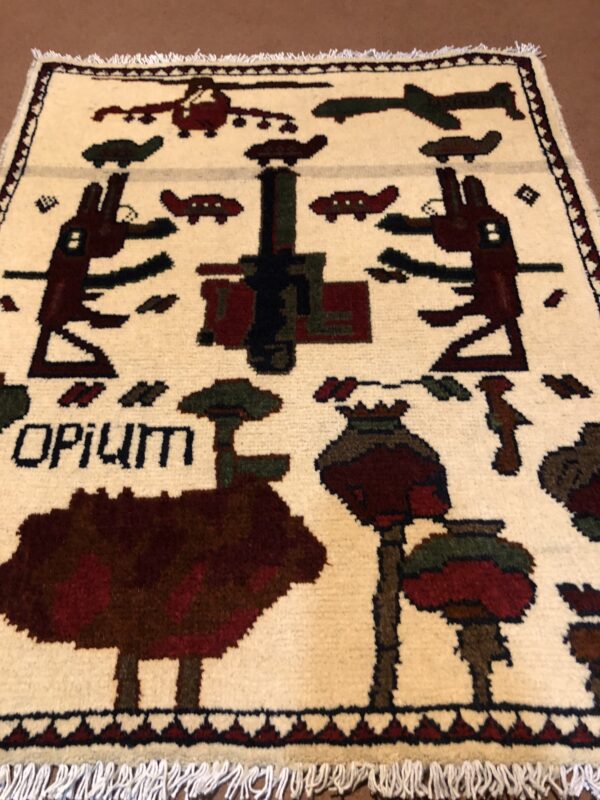 rug no 1 Hand Made Afghan war Rug , 9/11 world trade center war rugs with weapons Size 60  cm x 80 cm - Image 2
