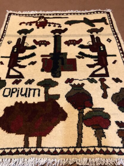 rug no 1 Hand Made Afghan war Rug , 9/11 world trade center war rugs with weapons Size 60 cm x 80 cm - Image 2