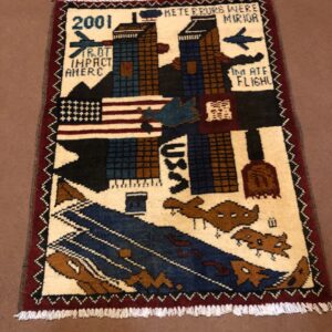rug no 162 Hand Made Afghan war Rug , 9/11 world trade center war rugs with weapons Size 60  cm x 80 cm