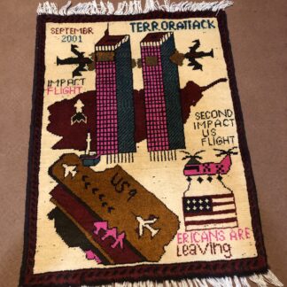 rug no 173 Hand Made Afghan war Rug , 9/11world trade center war rugs with weapons Size 60 cm x 80 cm