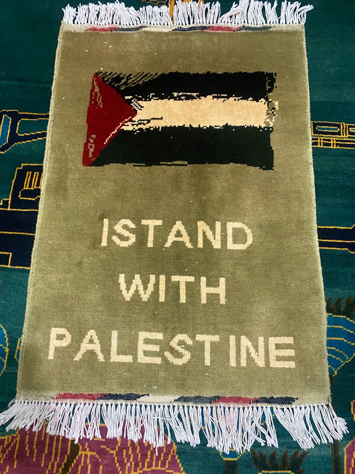 rug no 179 Hand Made Afghan war Rug , free palastine war rugs Size 60  cm x 80 cm