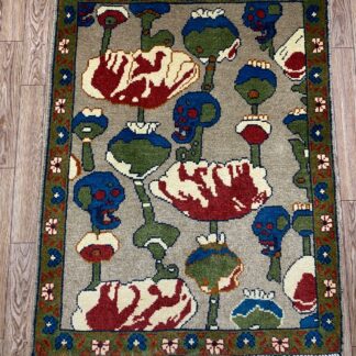 rug no 150 Hand Made Afghan war Rug , opium motif war rugs with weapons Size 60  cm x 80 cm