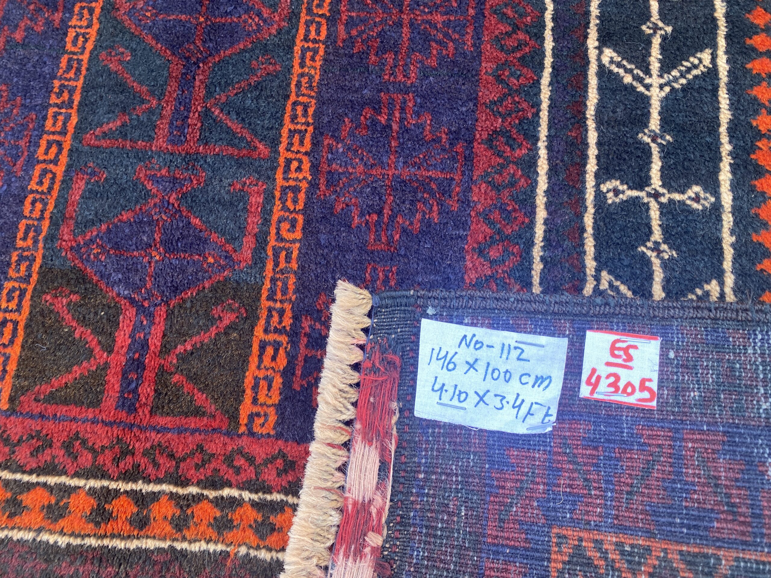 Hand Made Afghan prayer rug Size 146 cm x 100 cm war rugs - Image 2
