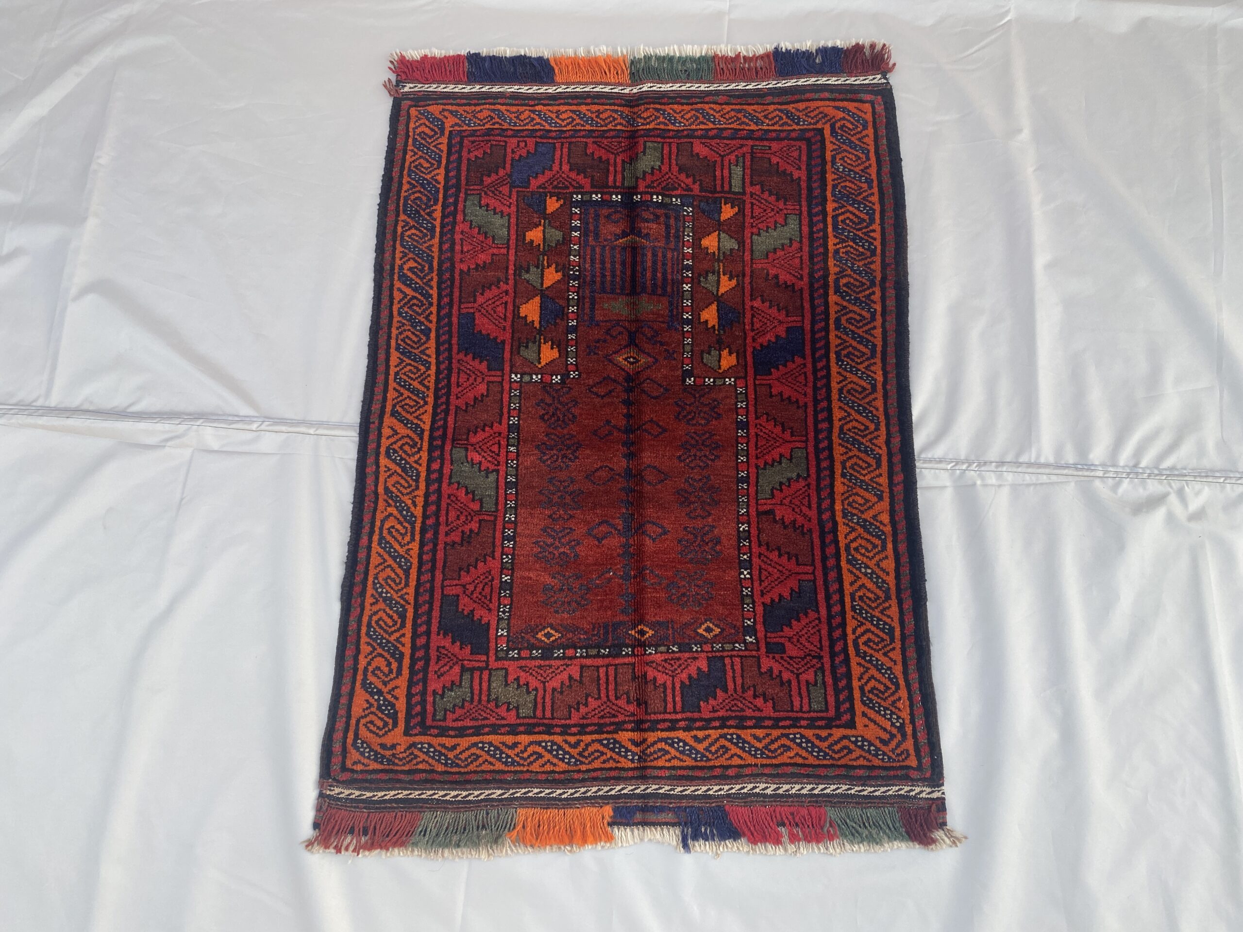 Hand Made Afghan prayer rug Size 142 cm x 88 cm war rugs