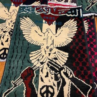 Hand Made Afghan war Rug of free Palestine Size 60 cm x 80 cm war rugs