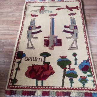 no 51 Hand Made Afghanistan rug ak 47, afghan war rugs, Size 60 cm x 80