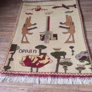 no 53 Hand Made Afghanistan rug ak 47, afghan war rugs, Size 60 cm x 80