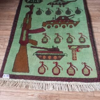 no 55 Hand Made Afghanistan rug ak 47, afghan war rugs, Size 60 cm x 80