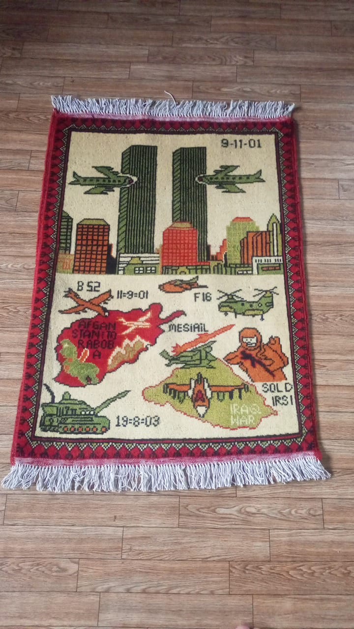 no 62 Hand Made Afghanistan rug ak 47, afghan war rugs, Size 60 cm x 80