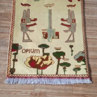 no 64 Hand Made Afghanistan rug ak 47, afghan war rugs, Size 60 cm x 80