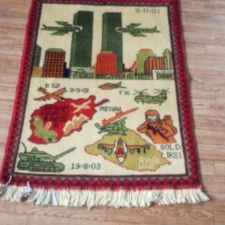 no 68 Hand Made Afghanistan rug ak 47, afghan war rugs, Size 60 cm x 80