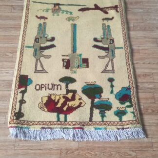 no 76 Hand Made Afghanistan rug ak 47, afghan war rugs, Size 60 cm x 80