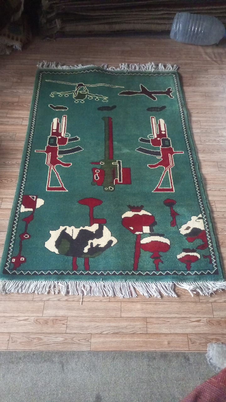 no 78 Hand Made Afghanistan rug ak 47, afghan war rugs, Size 60 cm x 80