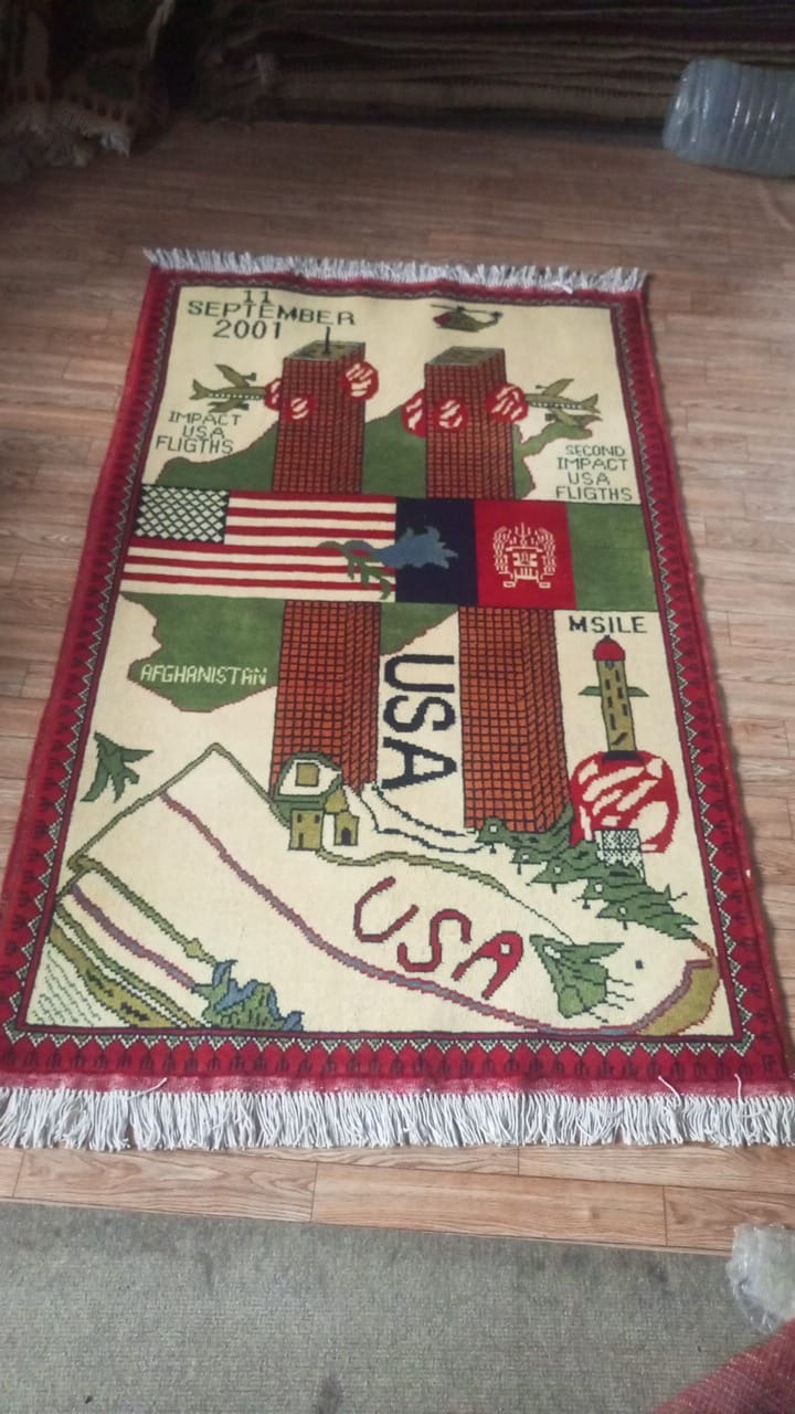 no 79 Hand Made Afghanistan rug ak 47, afghan war rugs, Size 60 cm x 80