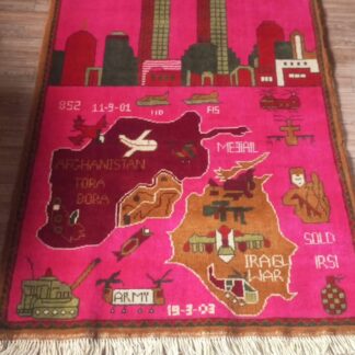 no 80 Hand Made Afghanistan rug ak 47, afghan war rugs, Size 60 cm x 80