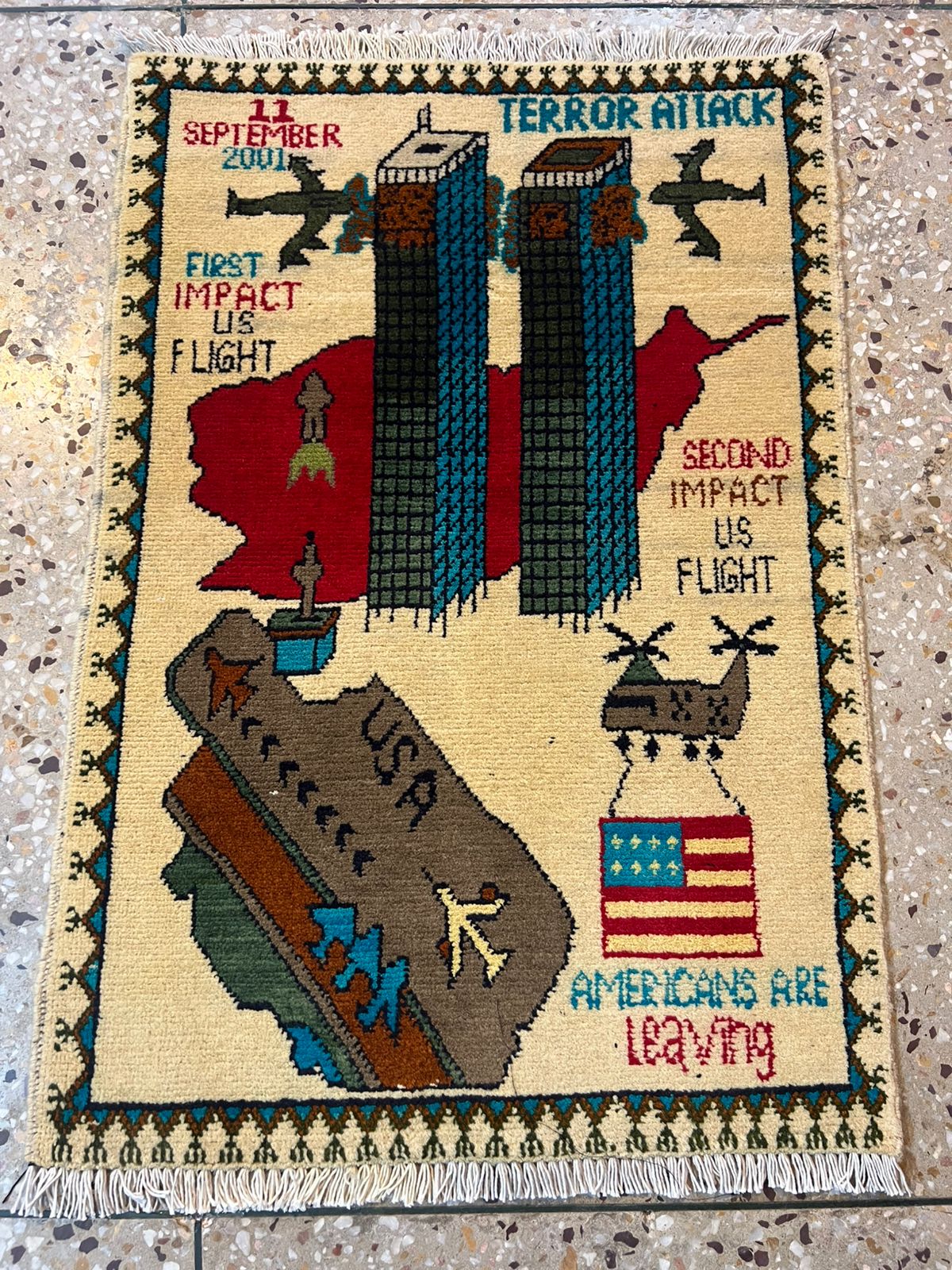 no 49 Hand Made Afghanistan rug ak 47, afghan war rugs, Size 60 cm x 80