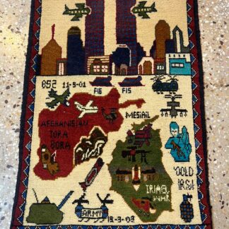 no 43 Hand Made Afghanistan rug ak 47, afghan war rugs, Size 60 cm x 80