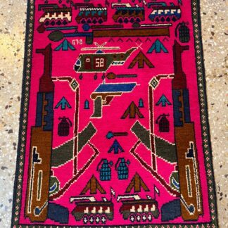 no 41 Hand Made Afghanistan rug ak 47, afghan war rugs, Size 60 cm x 80