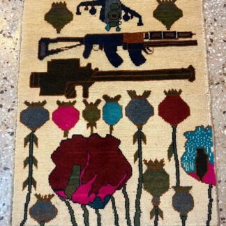 no 40 Hand Made Afghanistan rug ak 47, afghan war rugs, Size 60 cm x 80