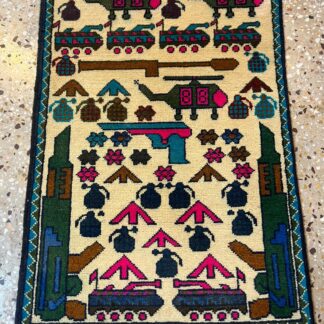 no 36 Hand Made Afghanistan rug ak 47, afghan war rugs, Size 60 cm x 80