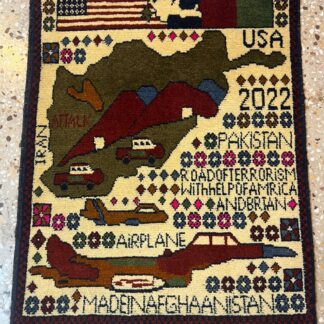 no 35 Hand Made Afghanistan rug ak 47, afghan war rugs, Size 60 cm x 80