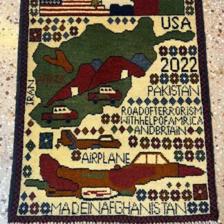 no 34 Hand Made Afghanistan rug ak 47, afghan war rugs, Size 60 cm x 80