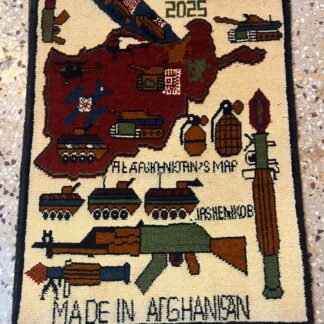 no 33 Hand Made Afghanistan rug ak 47, afghan war rugs, Size 60 cm x 80