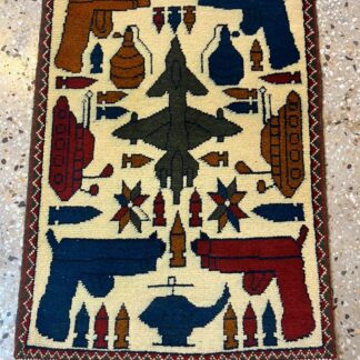 no 31 Hand Made Afghanistan rug ak 47, afghan war rugs, Size 60 cm x 80 cm