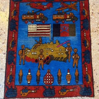 no 30 Hand Made Afghanistan rug ak 47, afghan war rugs, Size 60 cm x 80 cm