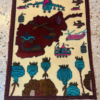 no 27 Hand Made Afghanistan rug ak 47, afghan war rugs, Size 60 cm x 80 cm