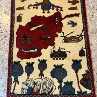 no 25 Hand Made Afghanistan rug ak 47, afghan war rugs, Size 60 cm x 80 cm
