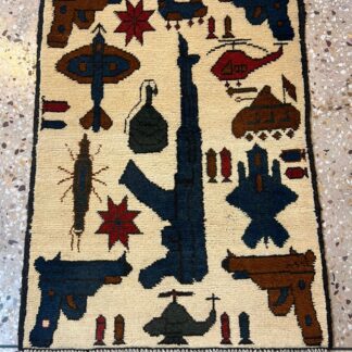 no 20 Hand Made Afghanistan rug ak 47, afghan war rugs, Size 60 cm x 80 cm