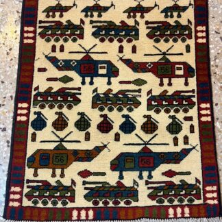 no 18 Hand Made Afghanistan rug ak 47, afghan war rugs, Size 60 cm x 80 cm