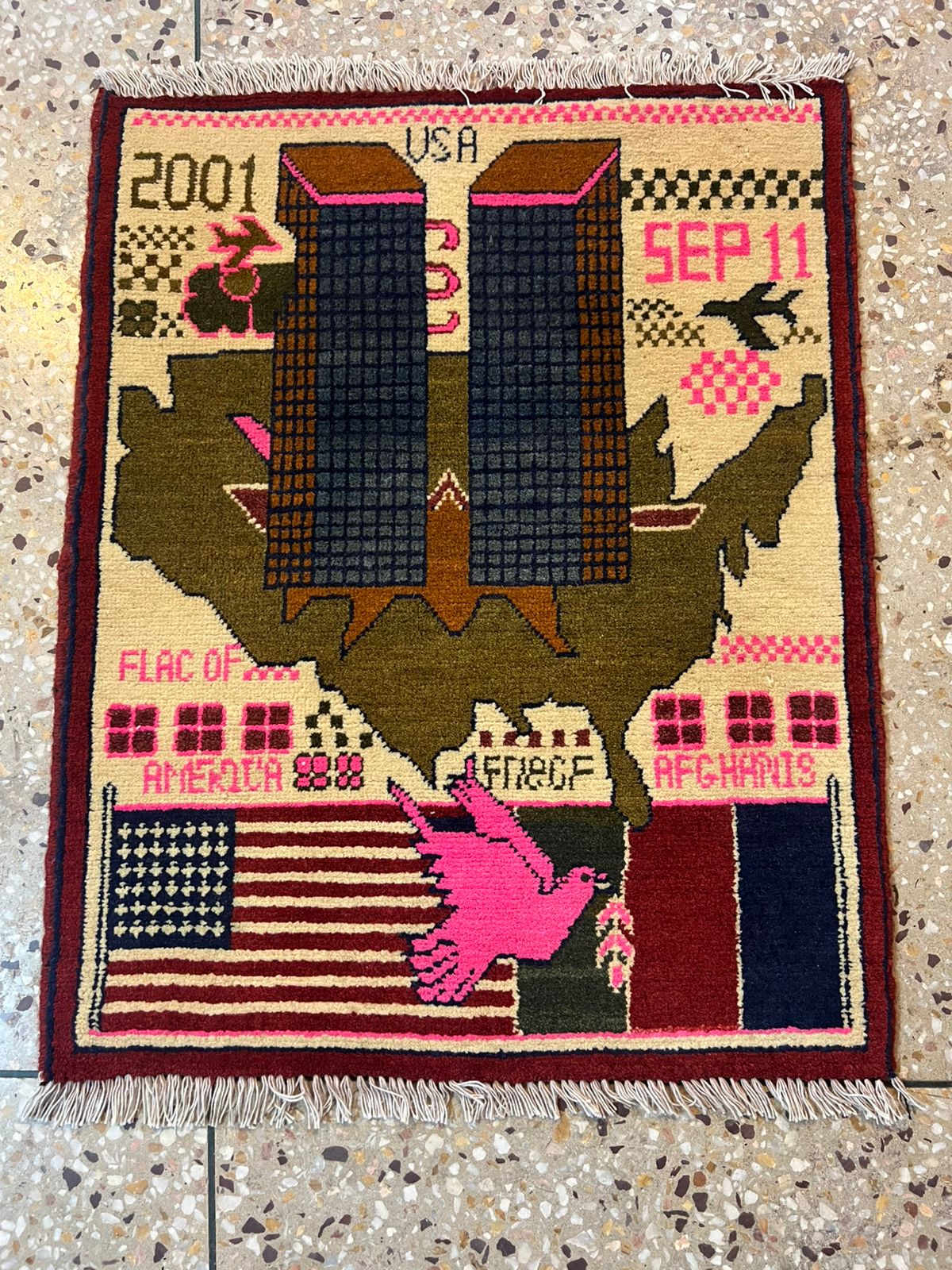 no 11 Hand Made Afghanistan rug ak 47, afghan war rugs, Size 60 cm x 80 cm