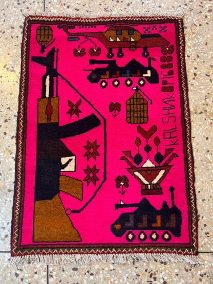 no 10 Hand Made Afghanistan rug ak 47, afghan war rugs, Size 60 cm x 80 cm