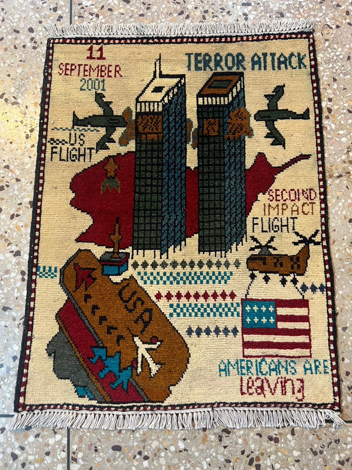 no 9 Hand Made Afghanistan rug ak 47, afghan war rugs, Size 60 cm x 80 cm