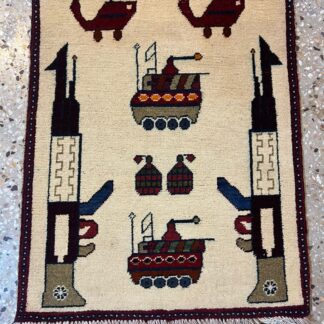 no 4 Hand Made Afghanistan rug ak 47, afghan war rugs, Size 60 cm x 80 cm