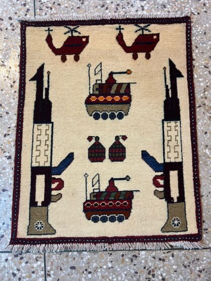 no 4 Hand Made Afghanistan rug ak 47, afghan war rugs, Size 60 cm x 80 cm