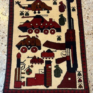 no 3 Hand Made Afghanistan rug ak 47, afghan war rugs, Size 60 cm x 80 cm