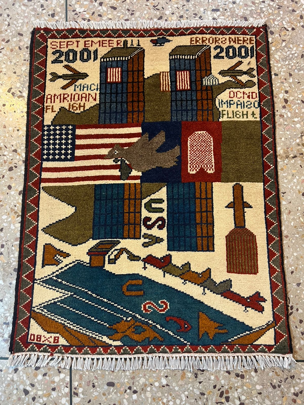 no 1 Hand Made Afghanistan rug ak 47, afghan war rugs, Size 60 cm x 80 cm