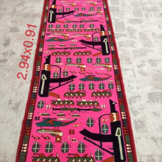 Hand Made Afghanistan rug ak 47, afghan war rugs, Size 294 cm x 91 cm