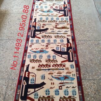Hand Made Afghanistan rug ak 47, afghan war rugs, Size 295 cm x 88 cm