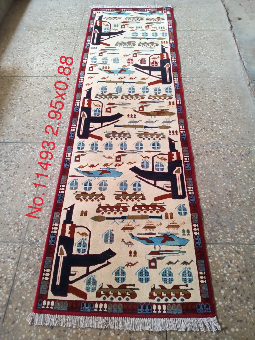 Hand Made Afghanistan rug ak 47, afghan war rugs, Size 295 cm x 88 cm