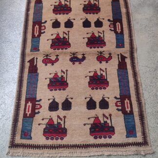 no 2 Hand Made Afghan geelam war rug with tanks and wepons Size 143 x 90 cm