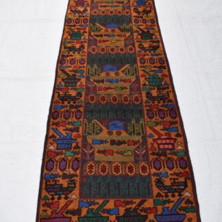 Hand Made Afghanistan rug ak 47, afghan war rugs, ussr death of russia Size 80 cm x 300 cm