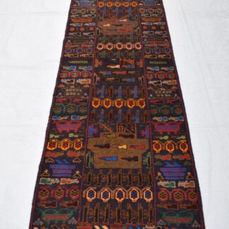 no 80 Hand Made Afghanistan rug ak 47, afghan war rugs, Size 80 cm x 300 cm
