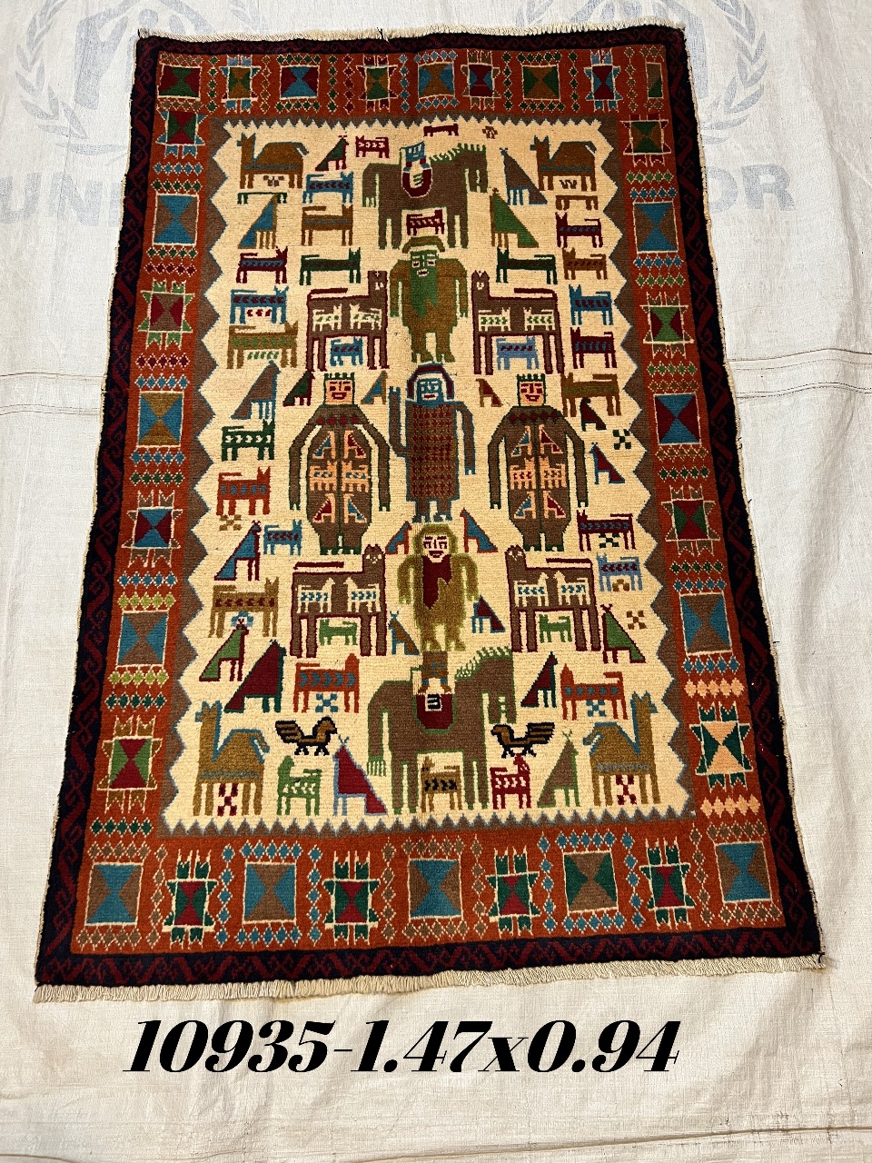 Hand Made Afghanistan rug ak 47, afghan war rugs, ussr death of russia Size 140 cm x 90 cm