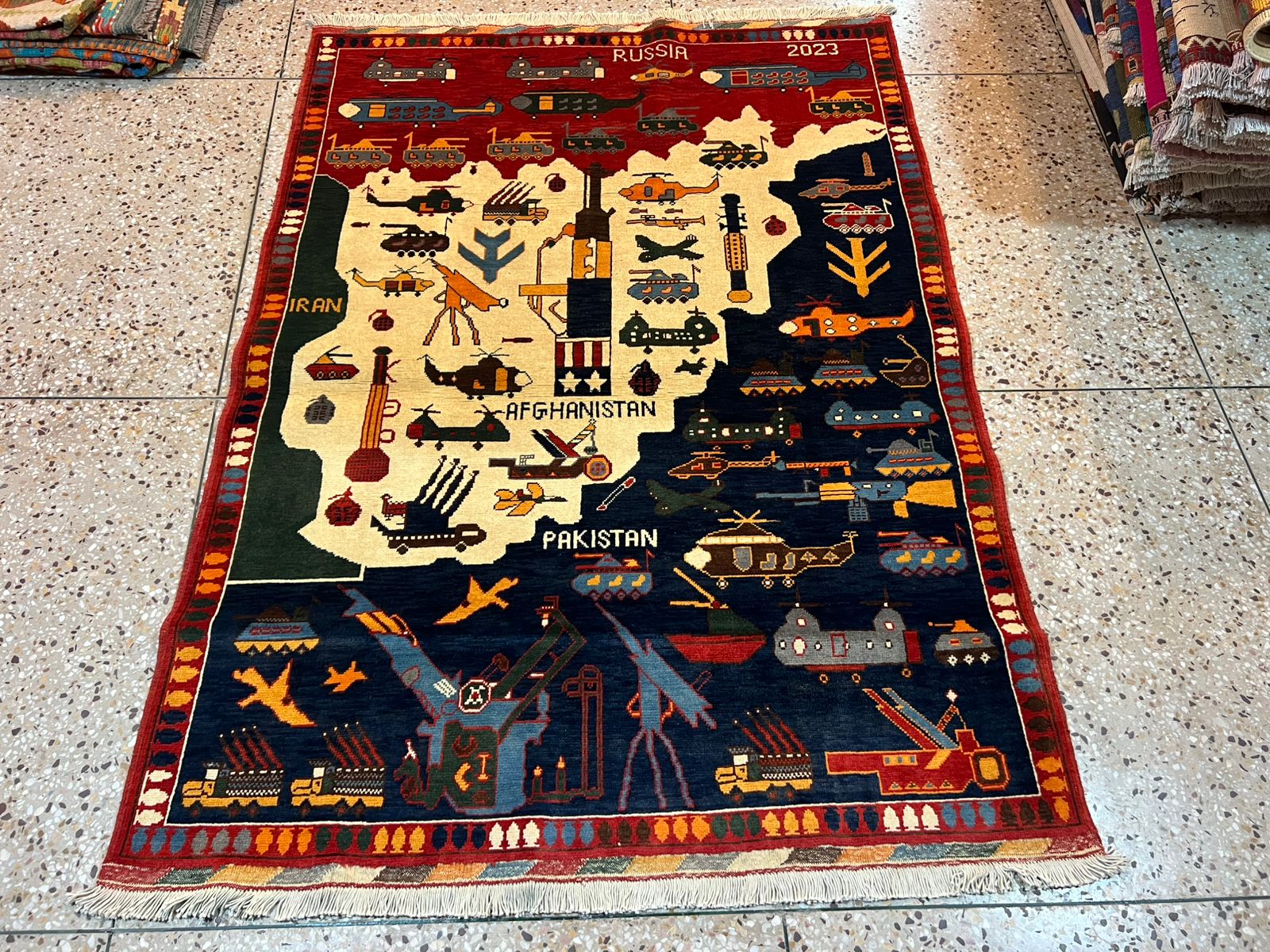 A war Hand Made Afghan war rugs Size 205cm x 155cm