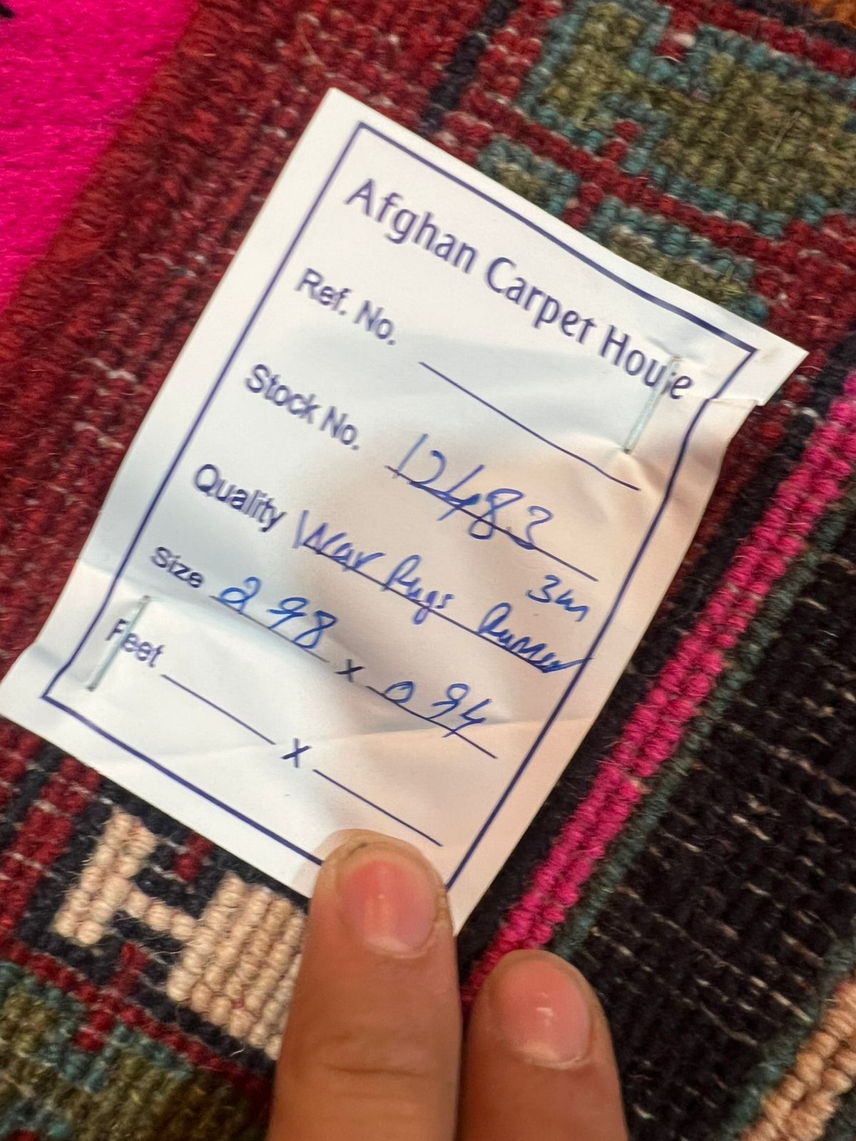 A war Hand Made Afghan war rugs Size 298 cm x 94cm - Image 3