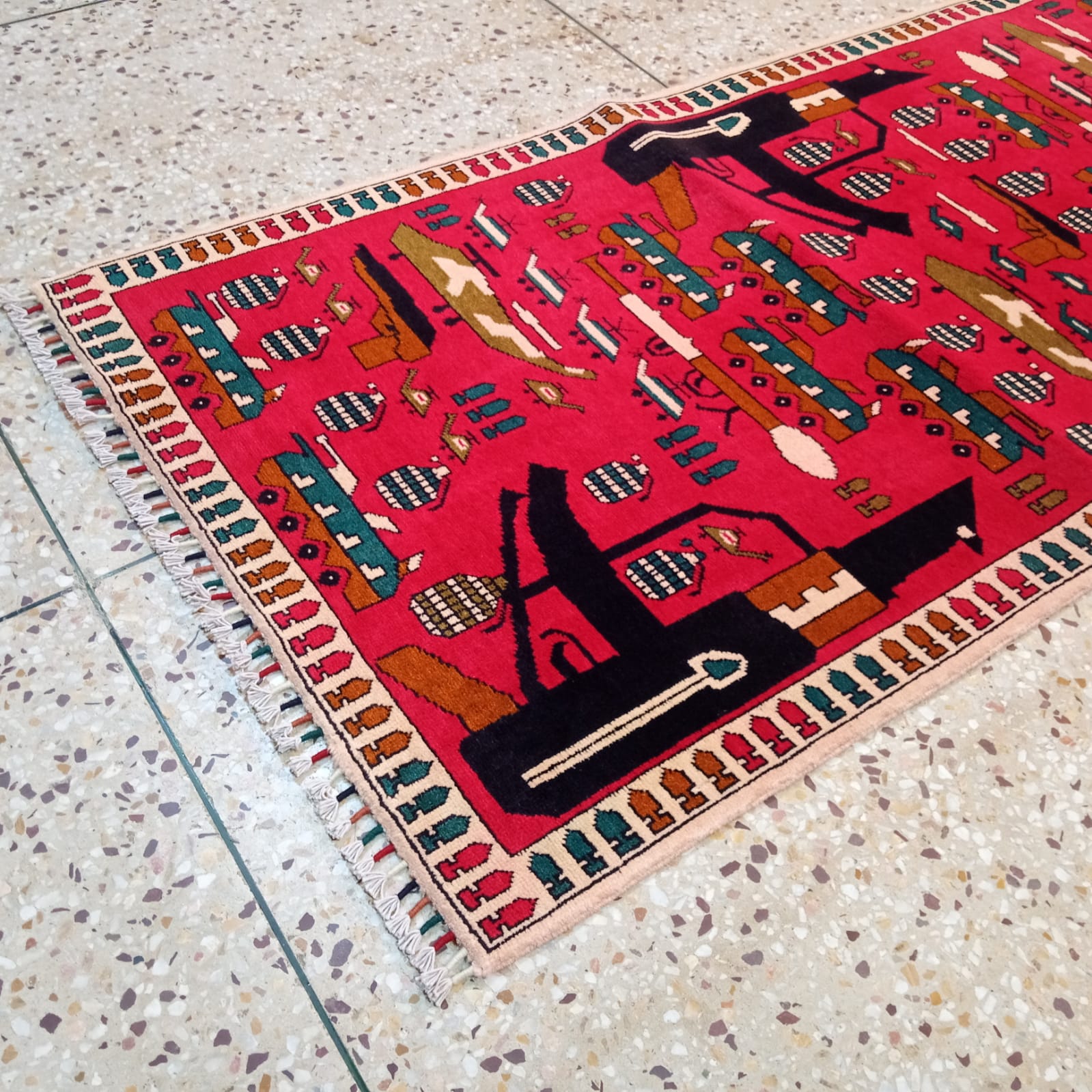 A war Hand Made Afghan war rugs Size 292cm x 87cm - Image 3